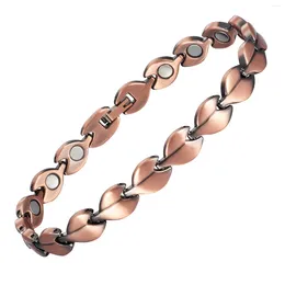 Bracelets de cheville Wollet Bracelet de cheville en cuivre pur pour femmes Bracelet de cheville magnétique avec aimants 99.9% solide 9.44 pouces cadeau de saint valentin