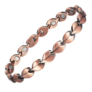 Bracelets de cheville Wollet Bracelet de cheville en cuivre pur pour femmes Bracelet de cheville magnétique avec aimants 99.9% solide 9.44 pouces cadeau de saint valentin