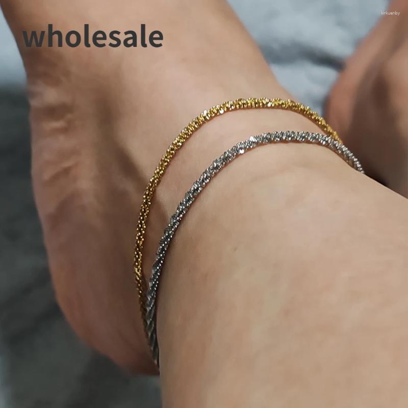 Anklets Women 10PCS Gold Color Cauliflower Anklet Bracelet On The Leg Fashion Female Barefoot For Chain Beach Foot Jewelry
