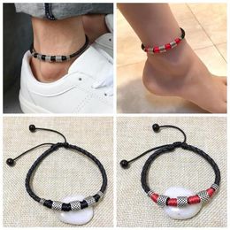 Enkelbanden Vrouwen Mannen Strand Lederen Kralen Touw Ketting Manchet Enkelbandje Armband Sieraden Barefoot Accessoires229p