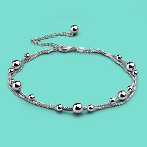 Enkelbanden Dames 100% 925 sterling zilver Enkelbandje Minimalistische kralendoosketting Enkelband Zomer Charme Sieraden Strand Voetaccessoires