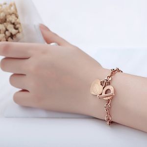 Bracelets de cheville Bracelet Femme Rose Or Argent Couleur Mode Main Chaîne Amour Coeur Bible Proverbes 423 Bracelet Femme Tendance Jew287a