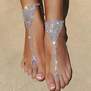 Ankjes vrouwen zomerstrand sprankelende strass voet armband enkel ketting set voor weefseletten sieraden 1 -piece roya22