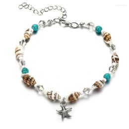 Anklets wwlb charme bohemian zeester ankletconch stenen kralen hangschaal kristal vrouwelijke retro poten enkel armband sieraden cadeau