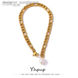 Yhpup charme Figaro chaîne perle naturelle bracelet de cheville en acier inoxydable 316L métal lourd San plage cheville pieds nus accessoires cadeau L231116