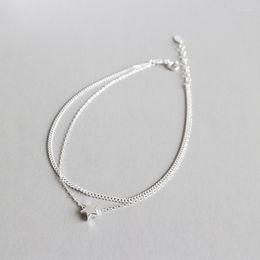 Ankjes Ypay Real 925 Sterling Silver enkel Bracelet Fijne sieraden Dubbele lagen Star Charme voor vrouwen Girls Mooie cadeau YMA013