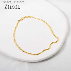 Bracelets de cheville ZAKOL Simple mode galvanoplastie bracelets de cheville pour femmes Tren tempérament scintillant plage sandales accessoires L231219