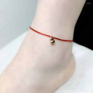 Anklets Zhixi Real 18K Gold Anklet Au750 Gourd Pendant Verstelbaar rood touw voor vrouwen Fijne sieraden Gift J574