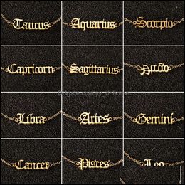 Bracelets de cheville Signe du zodiaque Punk Charme 12 Constellation Lettre classique Bracelet de cheville Bijoux en acier inoxydable Femmes Cadeau Drop Deliver Yydhhome Dhwbj