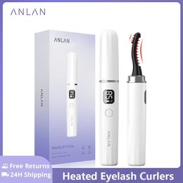 ANLAN Dual Verwarmde Wimperkrullers 10S Snelle Verwarming 24 Uur Wimper Langdurige Oplaadbare Elektrische Warmte Wimper Lifting Kam 240311