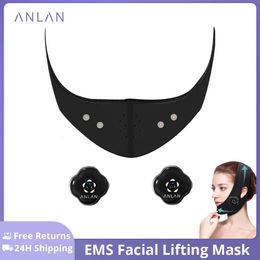 ANLAN EMS Face Shaper Anti Rimpel Verminder Dubbele Kin Elektrische Wang Lift Up Riem EMS Lifting Massager Gezicht Vormgeven Masker 231225