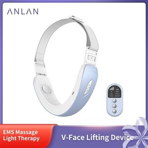 ANLAN V-Gezicht Lifting Apparaat EMS Massage Dubbele Kin Verwijderen V-vormige Rood/Blauw LED Lichttherapie Afslanken Lift 220216