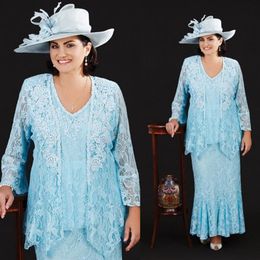 Ann Balon 2019 Moeder Van De Bruid Jurken Full Lace V-hals Moeder Bruidsjurken Plus Size Formele Slijtage moeders Bruidegom Dress288s