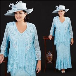 Ann Balon Moeder Van De Bruid Jurken Full Lace V-hals Moeder Bruidsjurken Plus Size Formele Slijtage Moeders bruidegom Jurk