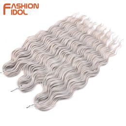 Anna cheveux synthétiques lâche vague profonde tressage cheveux s 24 pouces vague d'eau tresse cheveux Ombre Blonde torsion Crochet cheveux bouclés 240118