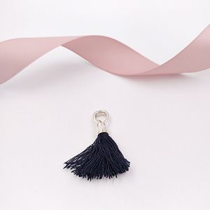 925 Sterling Silver Beads Black Stof Tassel Dange Charm Charms past Europese pandora -stijl sieraden armbanden ketting 797212CBK ANAJEWEL