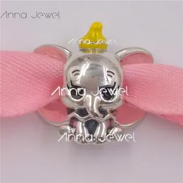 AnnaJewel Perles en argent sterling 925 Pandora Charms en émail jaune Convient aux bijoux de style européen Pandora Bracelets Collier 799392C01