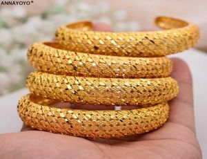 Annayoyo 4 Pieceslot Dubai Bangle Women Bracelets de couleur éthiopienne Gold Bijoux de mariage au milieu-orient