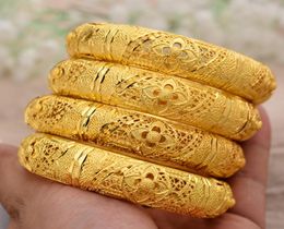 Annayoyo 4pcs moda dubai joyería de oro brazaletes de color de oro para brazaletes etíopes pulseras etíopes joyas regalos 4011450