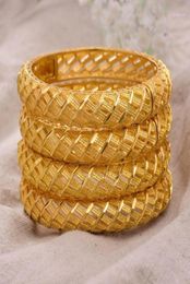 Annayoyo 4pcslot 24k Dubaï Inde India éthiopien Gold rempli couleur Bangles pour femmes bijoux de fêtard