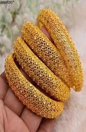 Annayoyo 4pcslot Dubai Gold Color Bangles Bijoux éthiopien Bracelets africains pour femmes bijoux arabes Cadeaux de mariée1286448