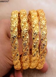 Annayoyo Dubai Gold Bangles Femmes Men 4pc Gold Femmes Bracelets africain Européen Ethiopie Men Girls Bijoux Bangles Cadeaux 7721543