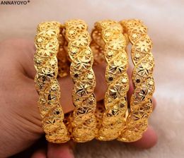 Annayoyo Dubai or Bracelets femmes hommes 4pc or femmes Bracelets africain européen ethiopie hommes filles bijoux Bracelets cadeaux 8359392