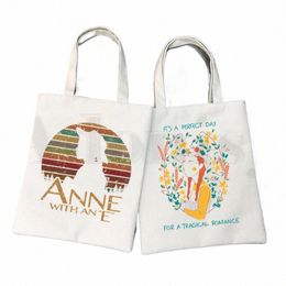 Anne Shirley Green Gables Handbags Sacs d'épalage Casual Shop Girls Handbag Femmes Elegant Canvas Bag A2RV #