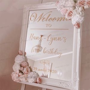 Verjaardagsfeest Verjaardagsfeestje Welcome bord tekenstickers aangepaste teksten vinyls stickers baby shower feesten vinyl muur spiegel muurschilderingen 220622