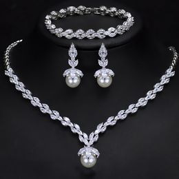 Jubileumlab Diamond belofte Set Sterling Sier Wedding Earrings Bracelet ketting voor vrouwelijke bruidsjuwelen