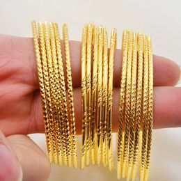 Anniyo 6 unids / lote Africano Color Oro Brazaletes Brillantes para Mujeres Niñas Dubai Círculo Pulsera Joyería Novia Etíope Boda 013707 231226