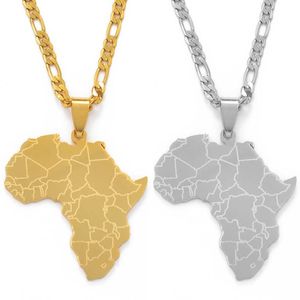 Anniyo Afrika Kaart Hanger Kettingen Vrouwen Mannen Zilver Kleur Goud Kleur Afrikaanse Sieraden #077621B H0918271V