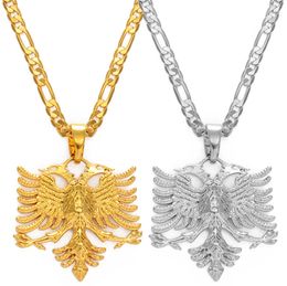 Anniyo albanie aigle pendentif colliers pour hommes femmes argent couleur or albanais bijoux cadeaux ethniques Kosovo 2334063014513