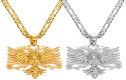 Anniyo albanie aigle pendentif colliers pour hommes femmes argent couleur or albanais bijoux cadeaux ethniques Kosovo 2334061688062