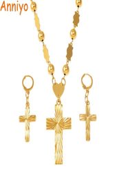 Anniyo croix pendentif boucles d'oreilles boules perle chaîne colliers pour femmes micronésie Pohnpei Marshall Chuuk ensembles de bijoux 1592063623754