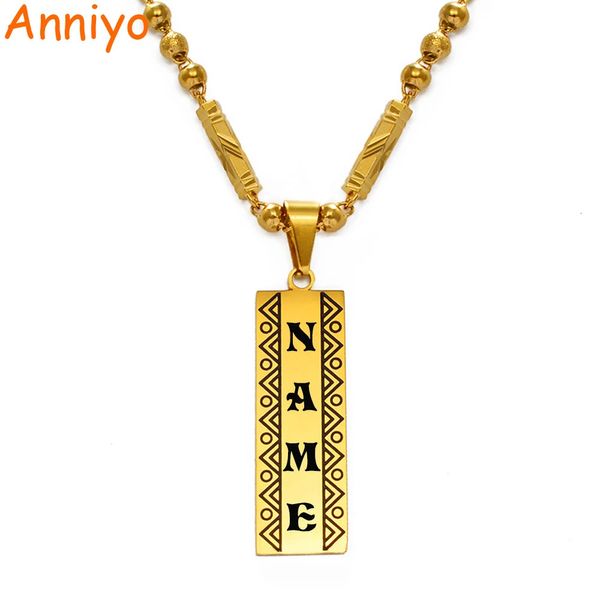 Anniyo personnaliser plaque signalétique pendentif colliers nom personnalisé lettre Guam hawaïen Kiribati bijoux Afrique désherbage article #205321 240226