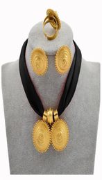 Anniyo DIY Corde chaîne de bijoux éthiopiens Set Gold Couleur Erythrée Ethnique Habesha Pendre Boucles d'oreilles Ring 217106 2208168568820
