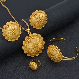 Anniyo Ethiopische sieraden sets hanger kettingen oorbellen ring armbanden voor dames goud kleur eritrees Afrikaanse bruid geschenken # 207506 MX200528