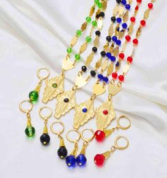 Anniyo Conjuntos de joyas hawaianas Collares pendientes Pendientes Cadenas de bolas de cuentas de cristal de colores Guam Micronesia Chuuk #250106 2112045008281