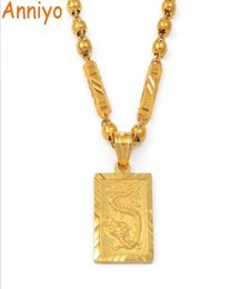 Anniyo Men039s Dragon Pendant et Ball Beads Chain Colliers Gold Color Bijoux pour père ou mari039 Gift 006809P 20105891402
