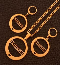 Anniyo pohnpei ketting oorbellen sieraden sets voor dames39s gouden kleur eilanden cadeau kan de naam niet aanpassen 0361213447435