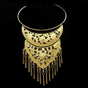 Anniyo-collar con colgante africano muy grande para mujer, Color dorado, joyería etíope/Nigeria/Congo/Sudán/Ghana/árabe