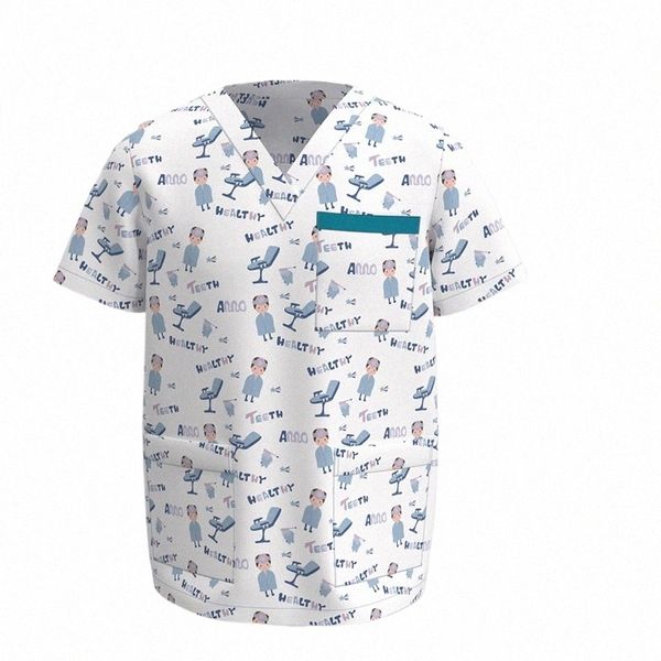 Anno Personnel de l'hôpital Uniformes de soins infirmiers médicaux Vêtements Scrub Tops pour hommes Femmes Fournitures de clinique dentaire Uniformes d'infirmière Chemise 971i #