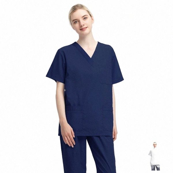 Anno tissu doux gommages médicaux ensemble uniforme de soins infirmiers hôpital infirmière sanitaire costume esthéticienne uniformes main W vêtements de travail w5z1 #