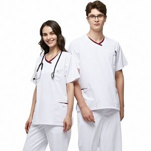 anno Witte Scrubs Set Antistatische Profiale Medische Kleding Verpleegsterspersoneel Uniformen met 1% Cductieve Draad Ziekenhuiswerkpak Q3kC#