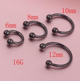 Anodisé noir fer à cheval barre lèvre nez Septum oreille anneau différentes tailles disponibles Piercing nez corps bijoux 4908597