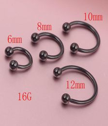 Anodisé noir Horseshoe bar à lèvres Nez Septum Ronnel d'oreille Différentes tailles disponibles Bijoux de corps de nez perçant 9174285