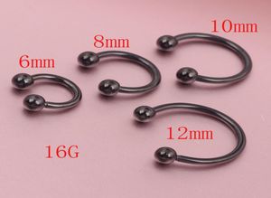 Anodisé noir Horseshoe bar à lèvre Nez Septum Ronnel d'oreille Différentes tailles disponibles Piercing Nose Body Bijoux2548102