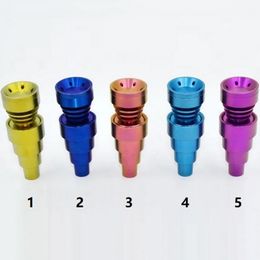 Anodisé coloré 6 en 1 clou en titane sans dôme titane médical GR2 clous 10mm 14mm 19mm joint mâle et femelle universel pratique Dab plates-formes pétrolières accessoires pour fumer