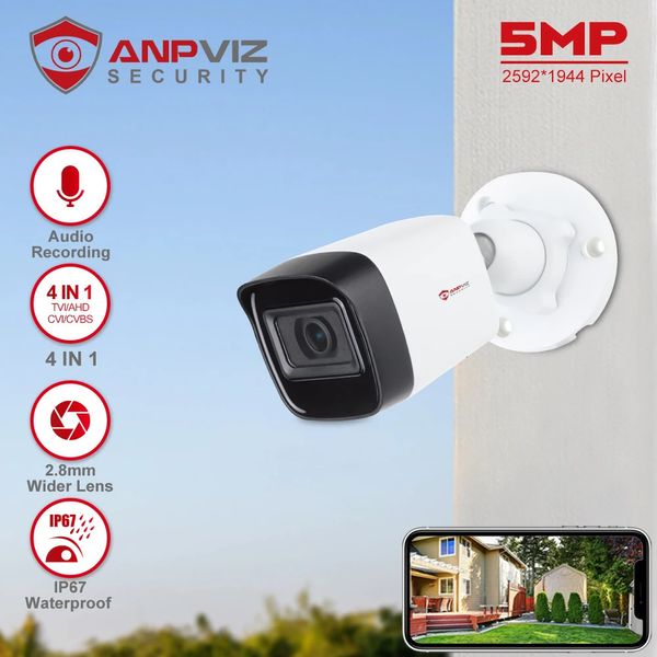 Anpviz cámara CCTV analógica de 5MP HD 4 en 1 TVI/AHD/CVI/CVBS torreta TVI cámara de vigilancia bala carcasa de Metal IP67 impermeable 240126